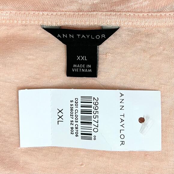 Ann Taylor 100% Linen Peach Ruffle V-Neck Tank Top NWT - Picture 7 of 8